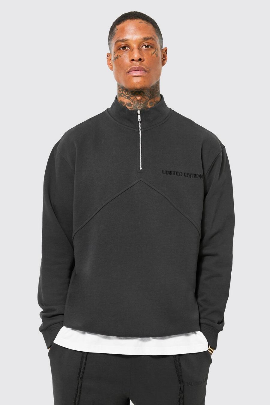 Charcoal grey Oversize sweatshirt med hög hals