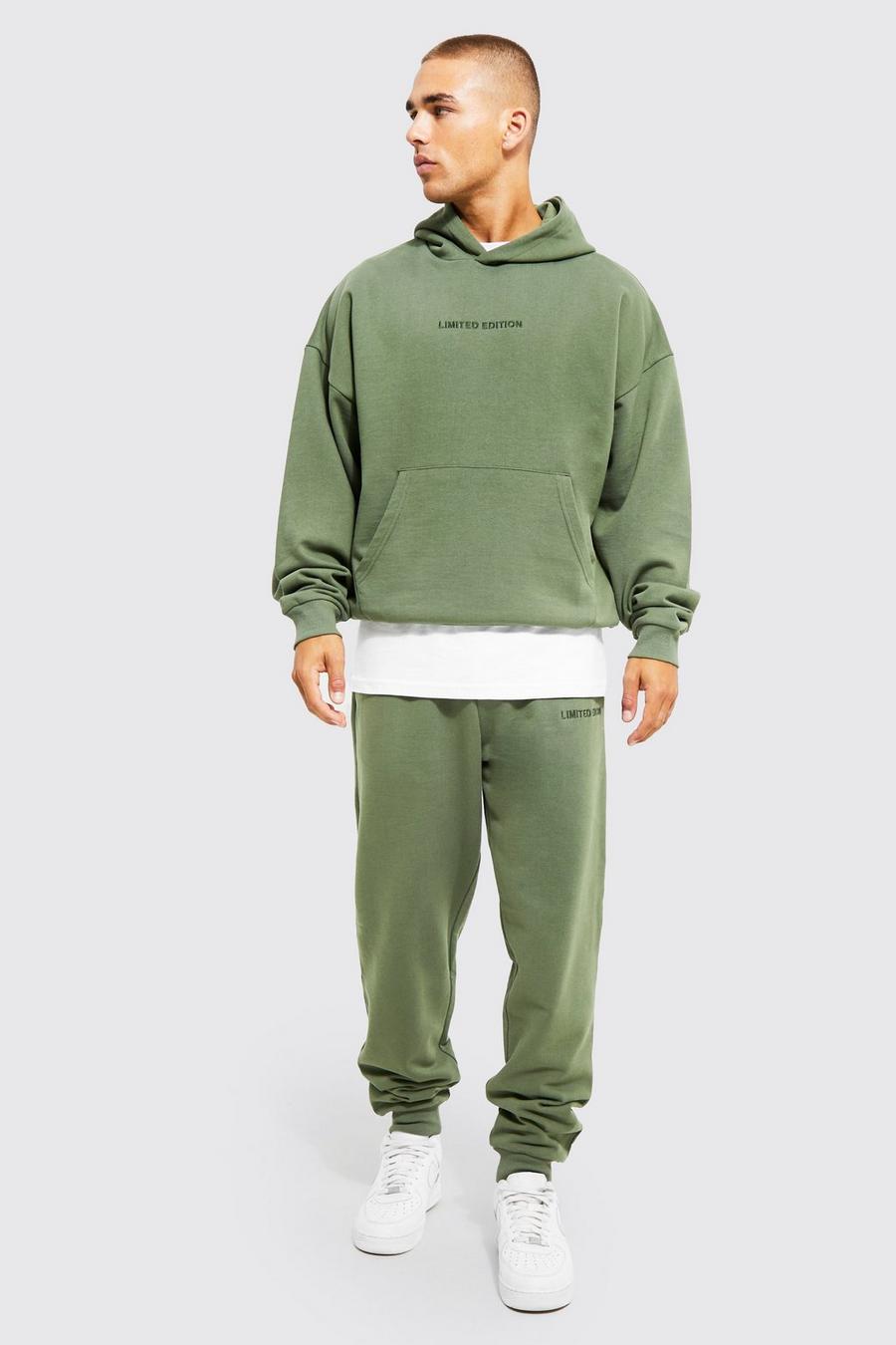 Olive Heavyweight Loopback Hooded Tracksuit image number 1