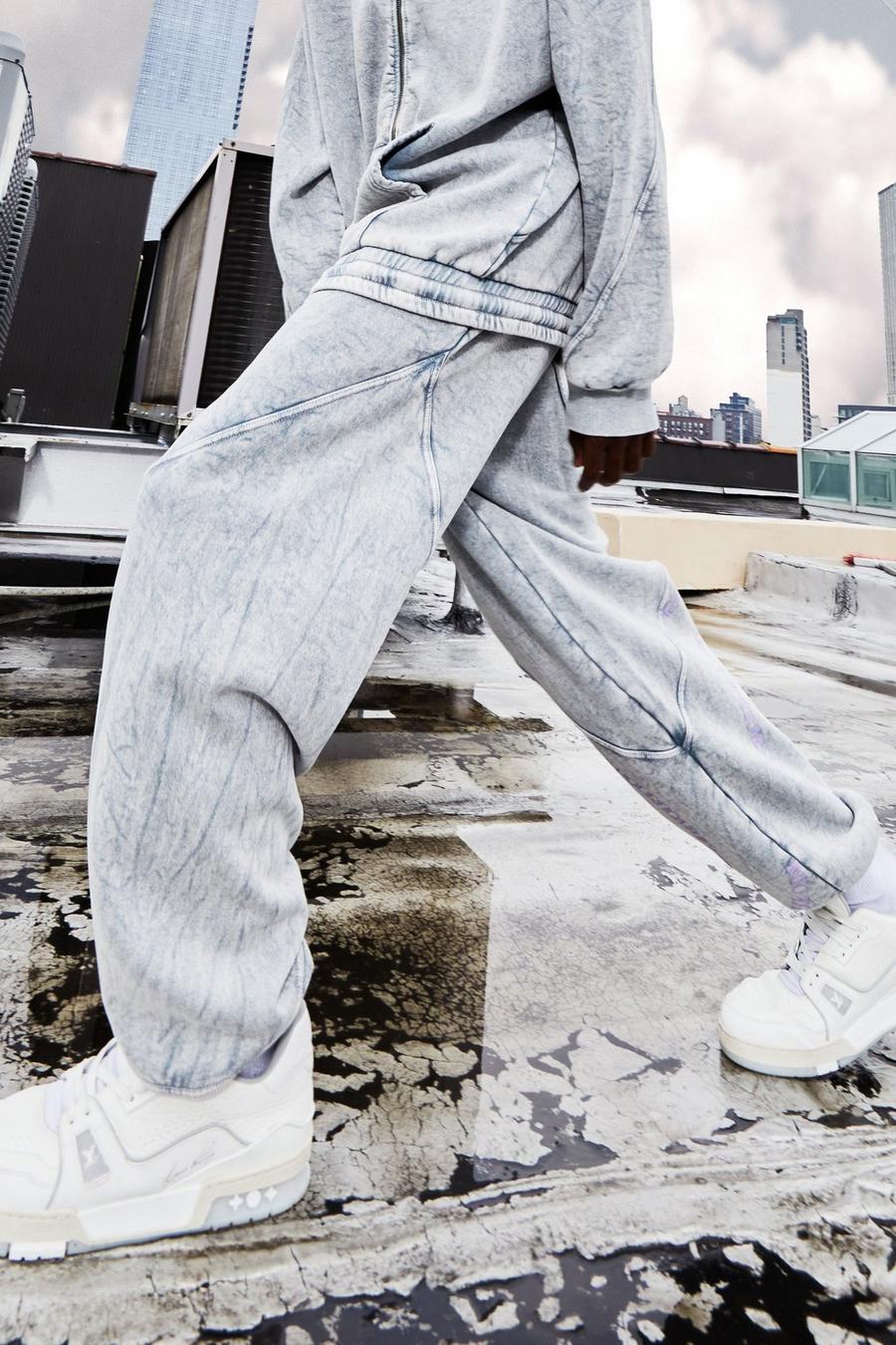 Pantaloni tuta oversize con grafica e pannelli, Charcoal grigio image number 1