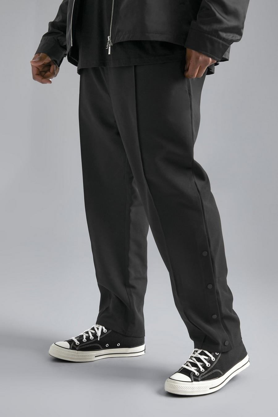 Black noir Plus Popper Detail Tapered Trouser
