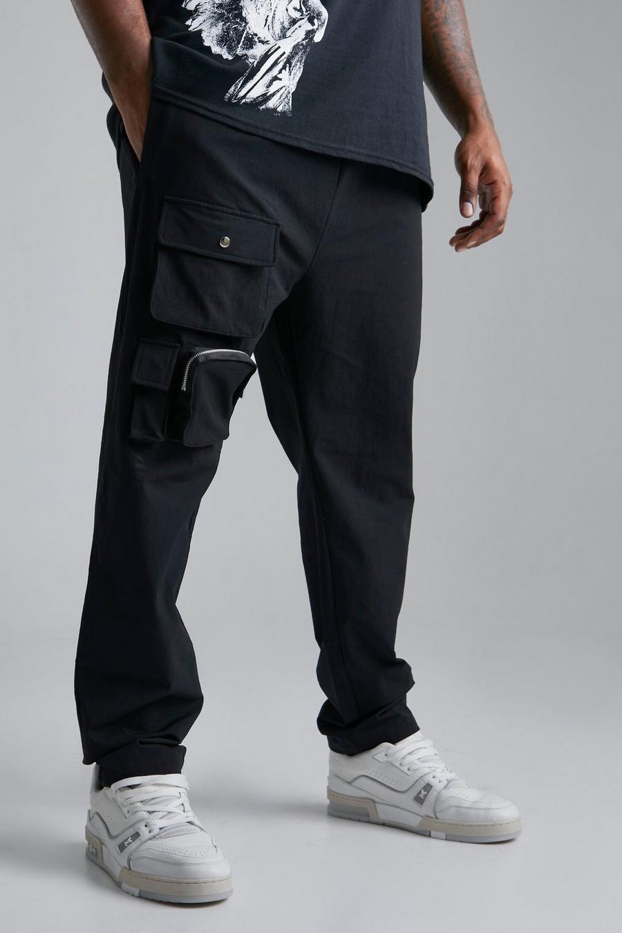 Plus Slim-Fit Hose mit Reißverschluss-Detail, Black noir