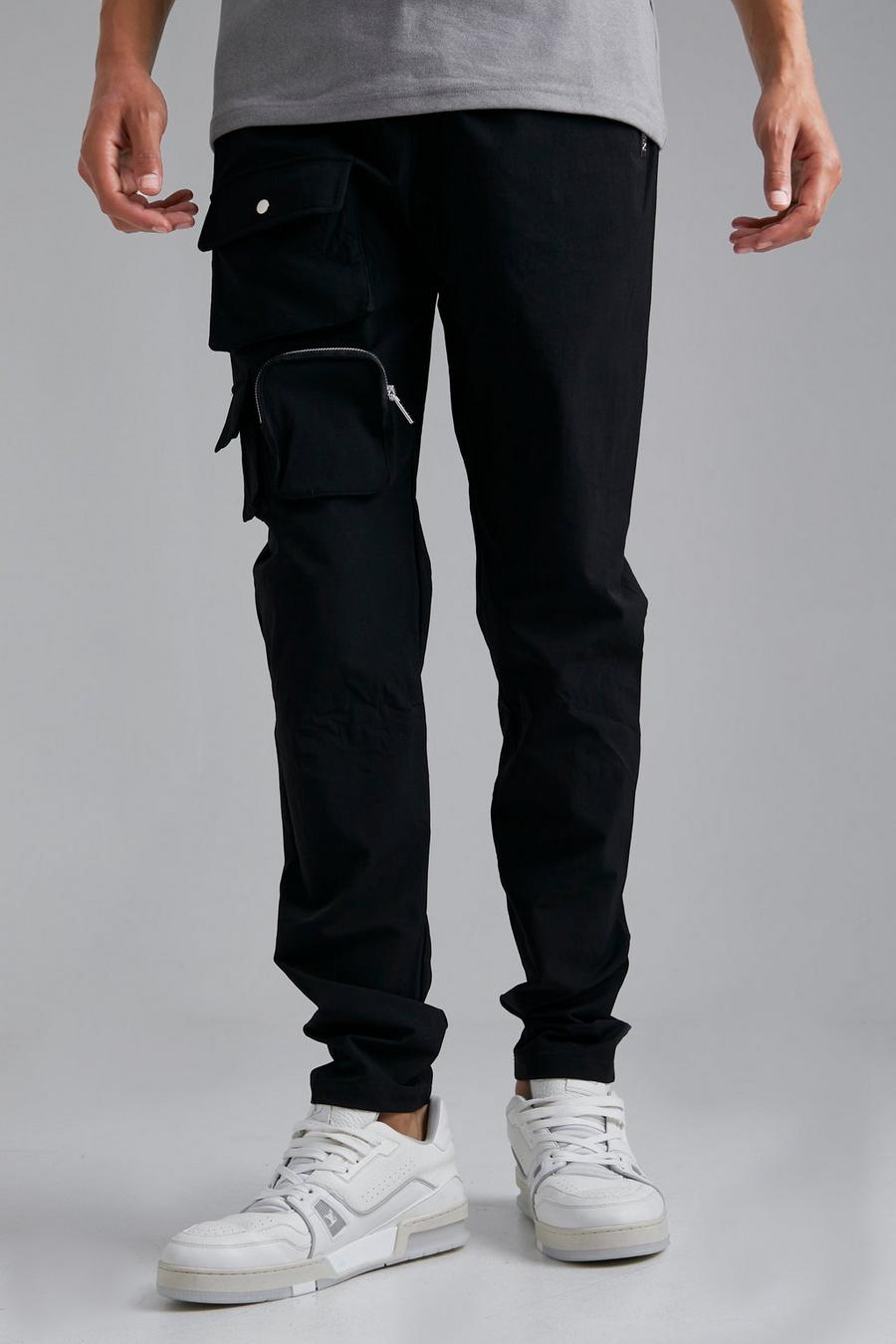 Black Tall Zip Detail Slim Fit Trousers image number 1