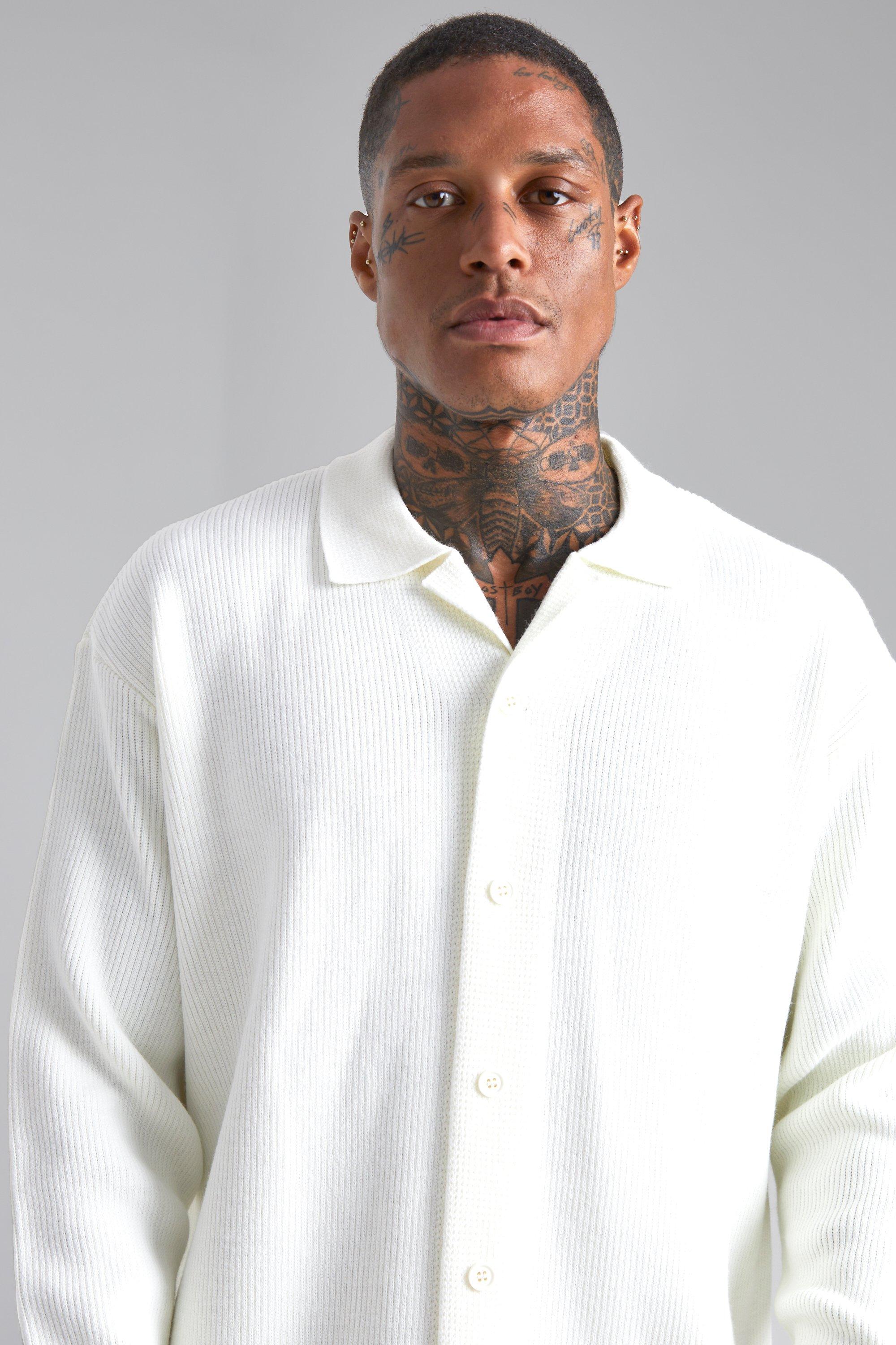 Long Sleeve Knitted Pleated Revere Shirt