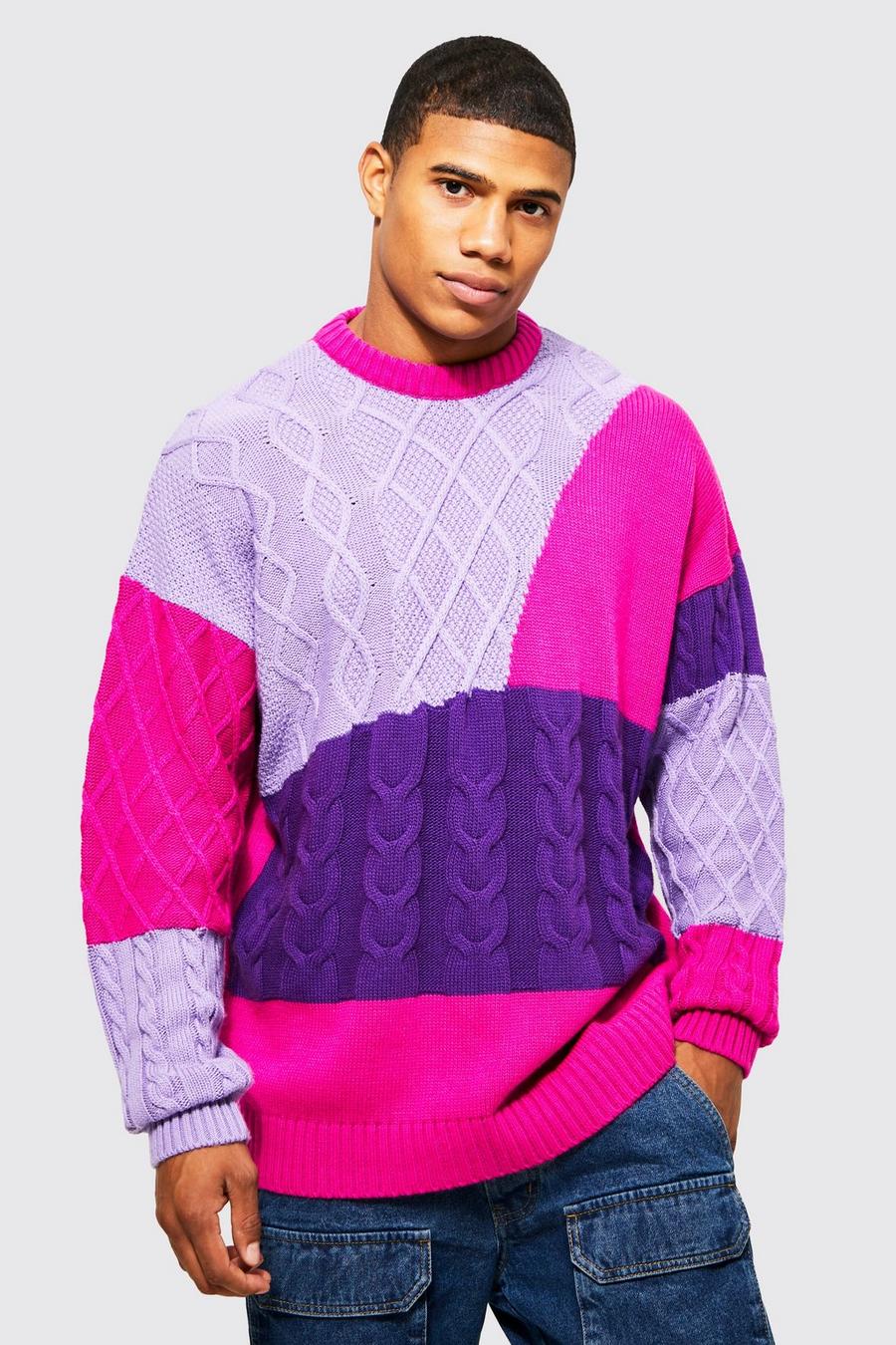 Patchwork Pullover, Purple image number 1
