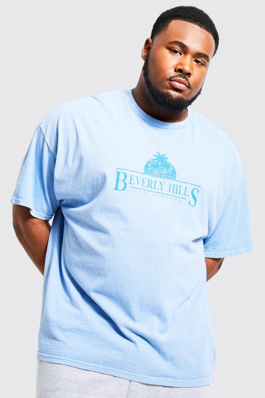 Light blue Plus Overdye Beverly Hill City Print T-shirt image number 1