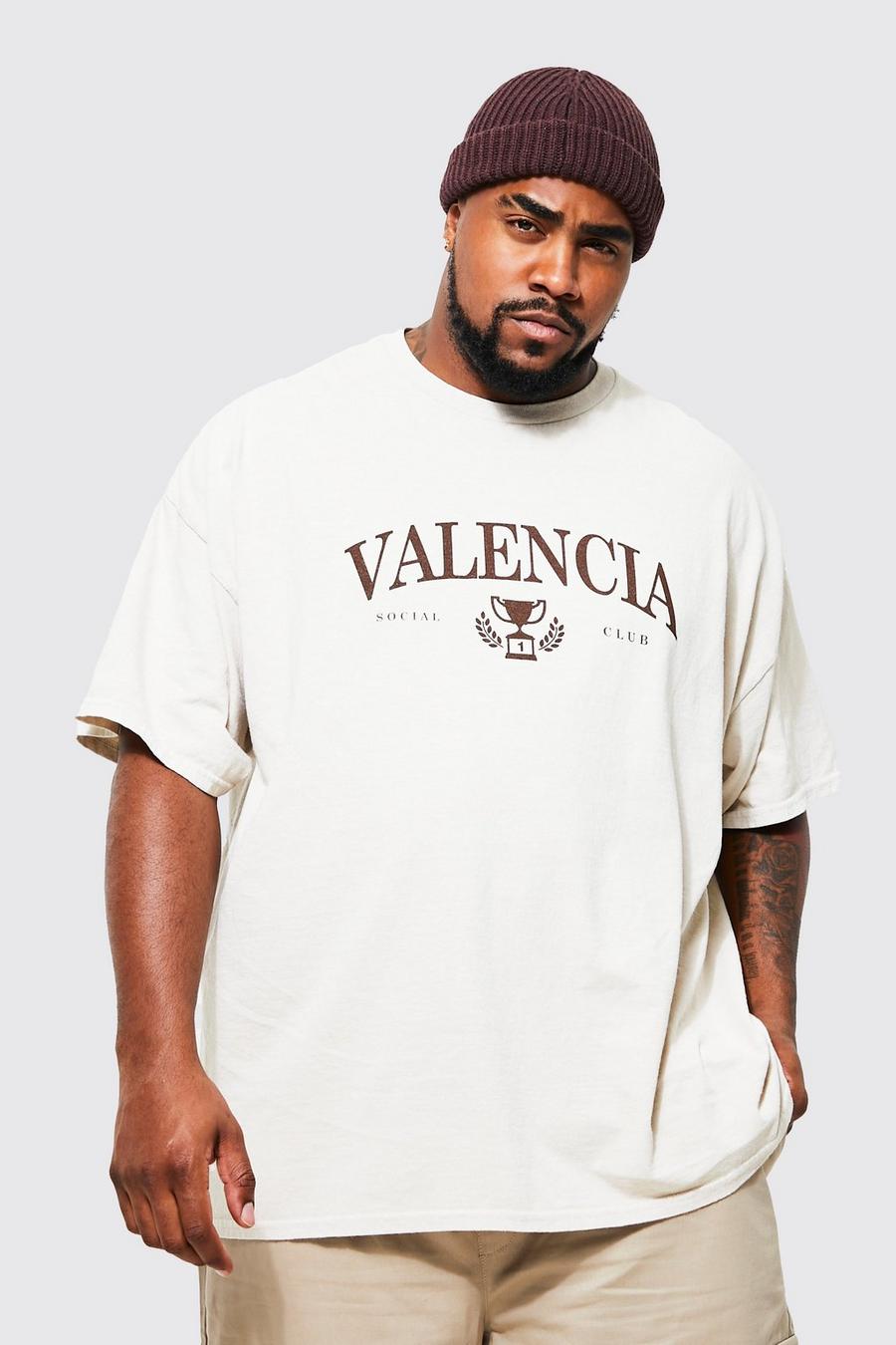 Plus T-Shirt mit Valencia-Print, Sand beige