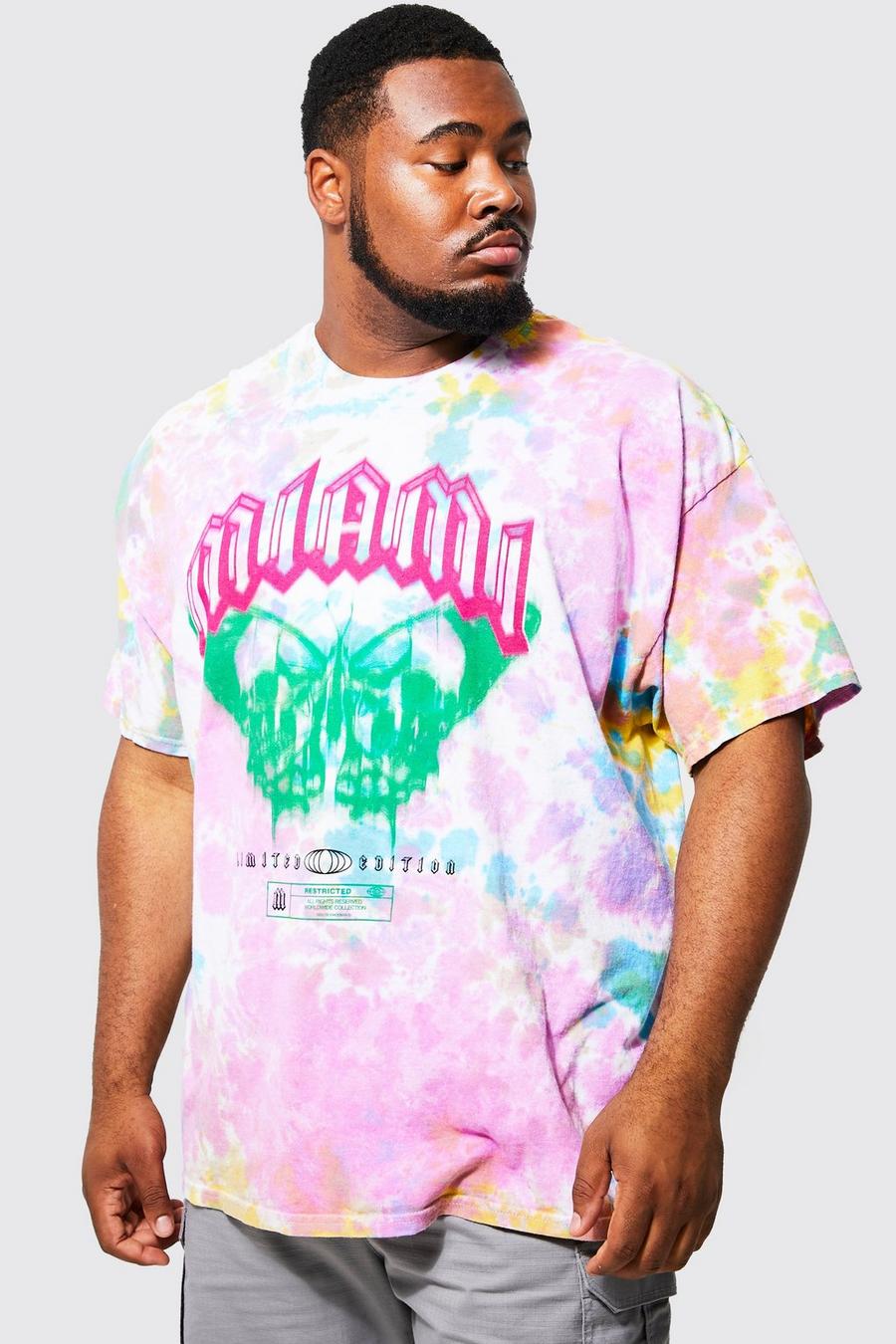 Multi Plus Tie Dye Miami Butterfly Print T-shirt image number 1