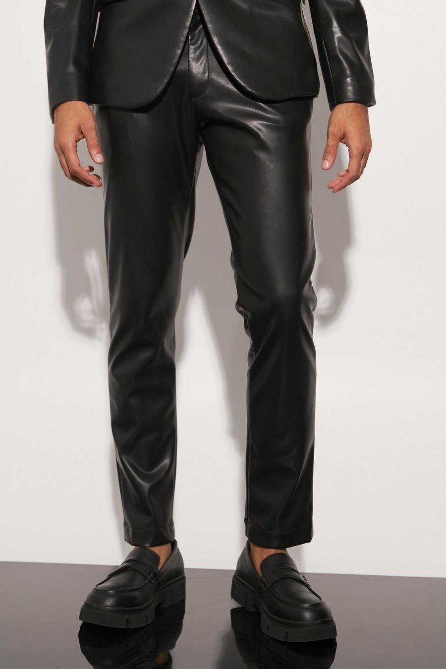 Black Slim Pu Suit Trousers image number 1