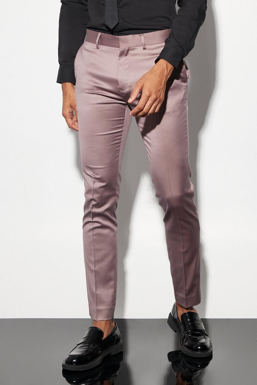 Mauve Skinny Satin Suit Trousers image number 1