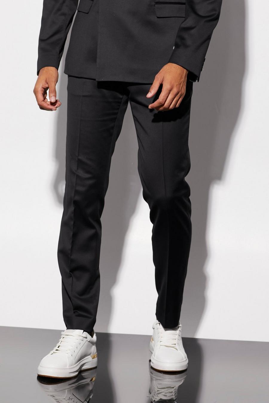 Pantalón de traje ajustado de raso, Black image number 1
