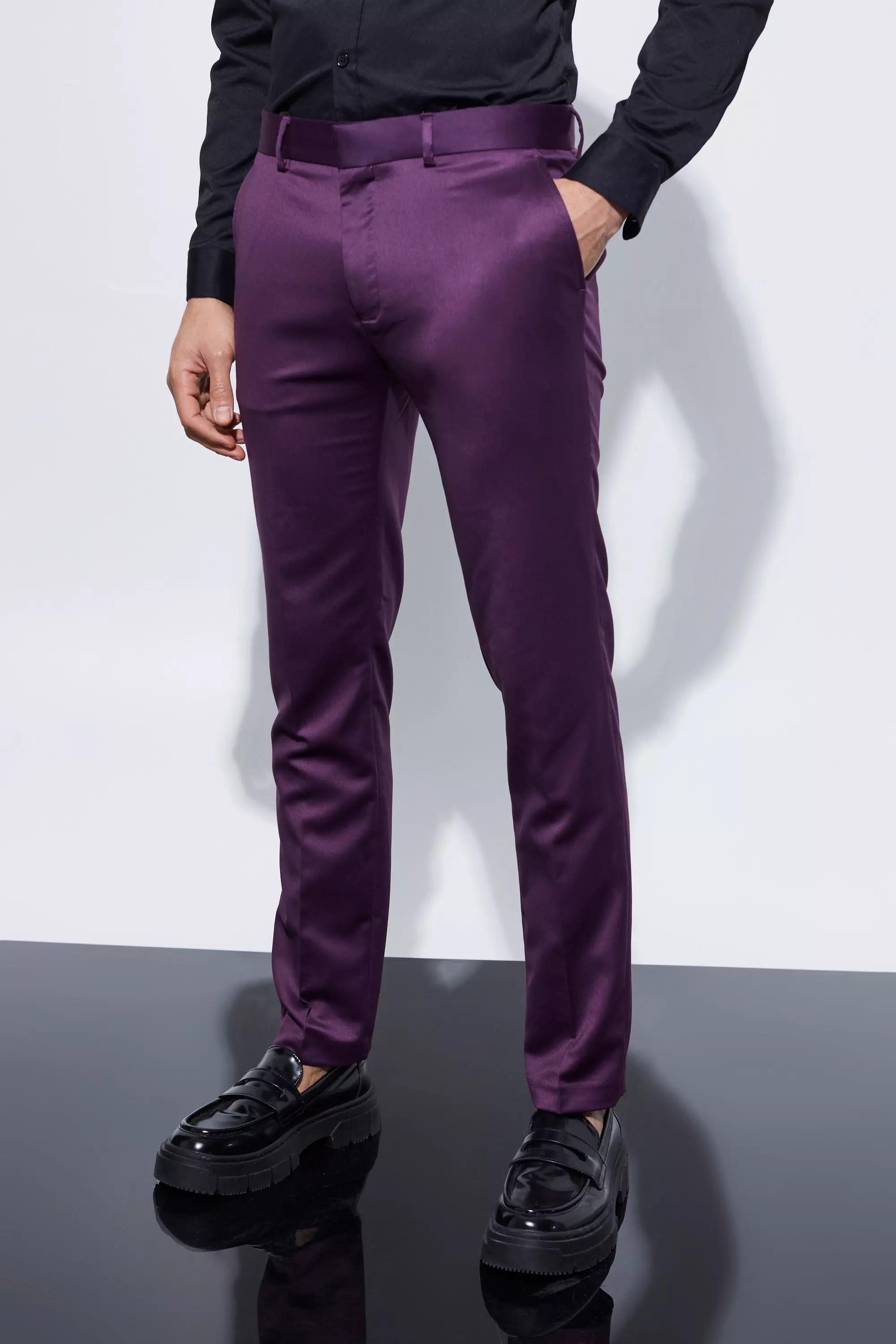 Mens satin dress pants best sale