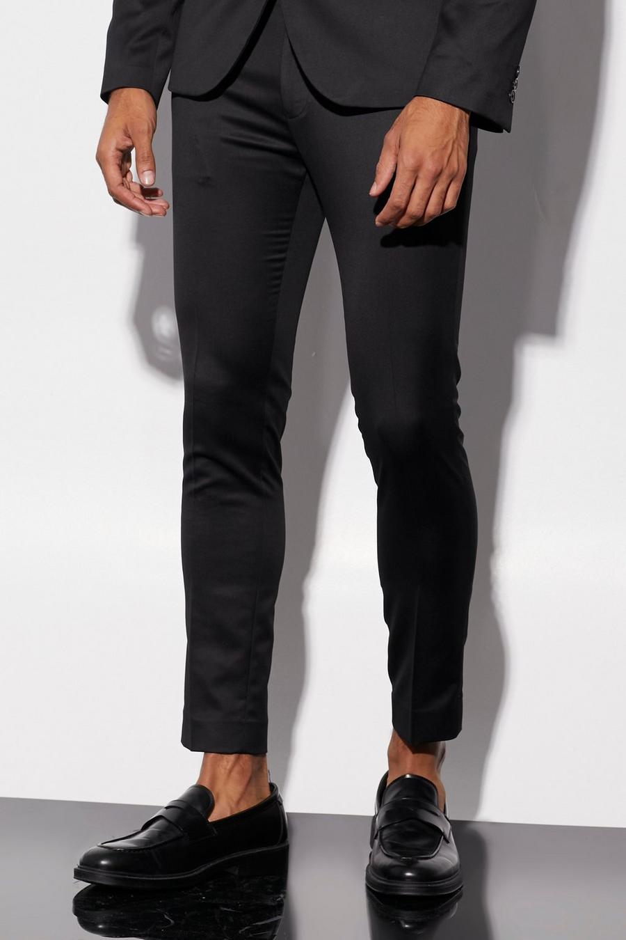 Black Super Skinny Satin Suit Trousers image number 1