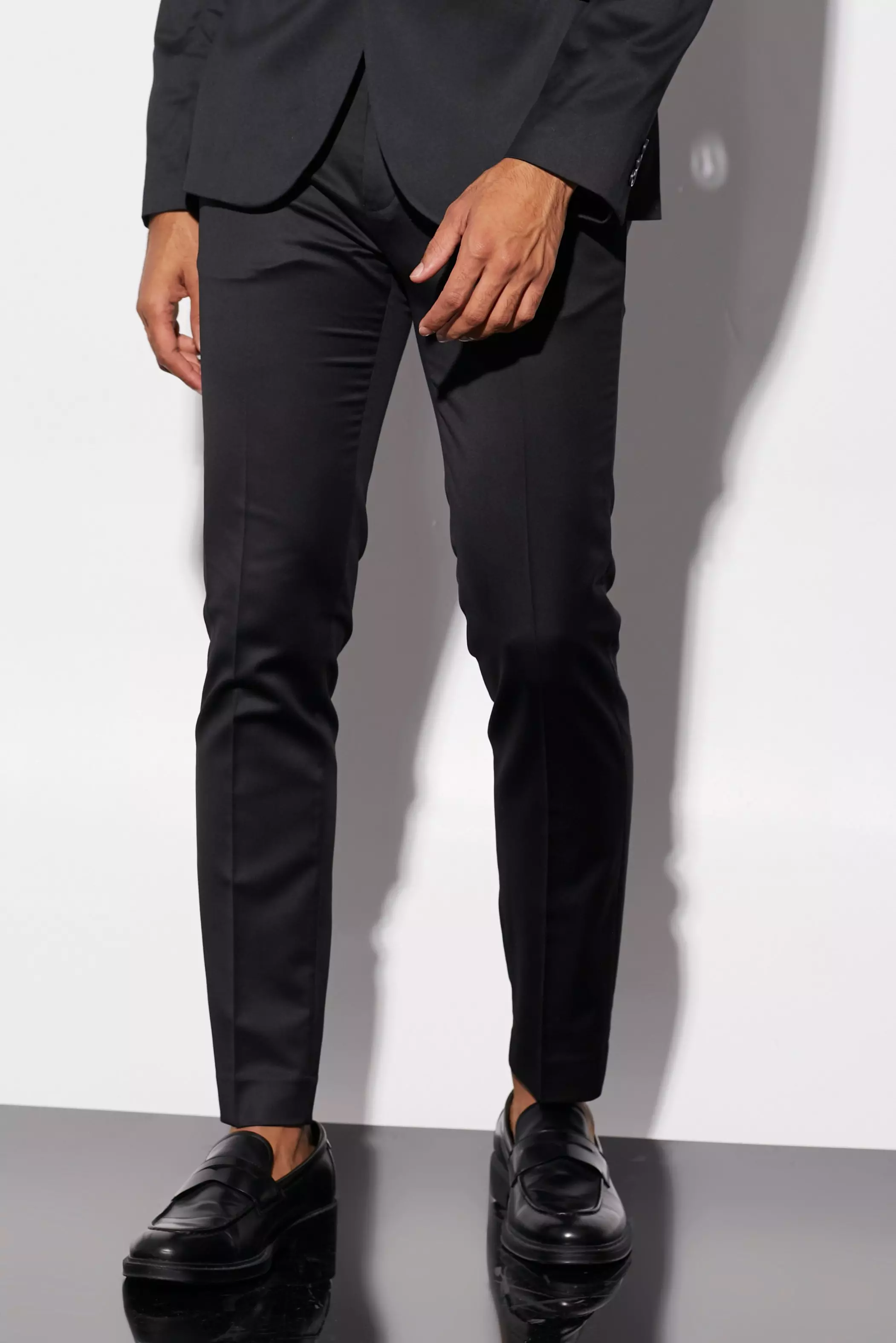 Black skinny satin clearance trousers