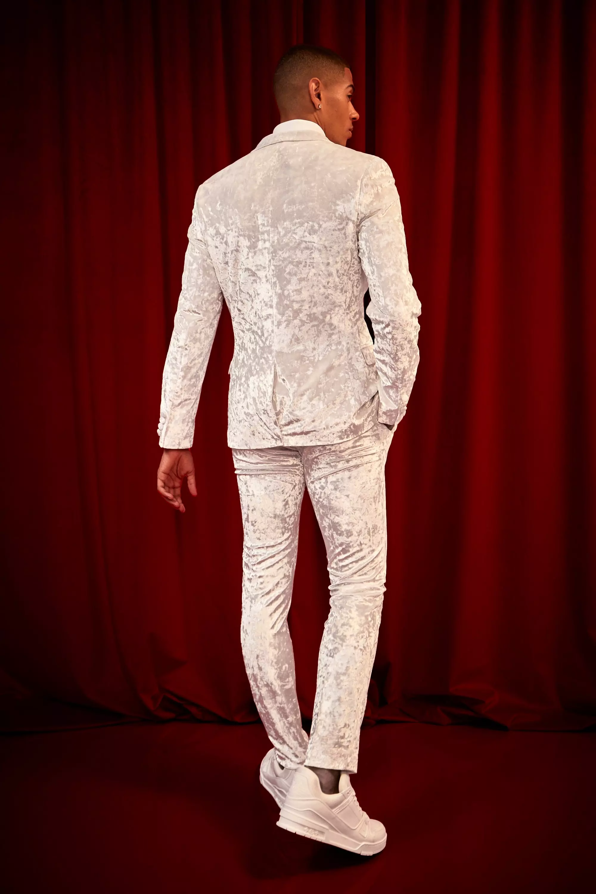 Silver velvet outlet suit