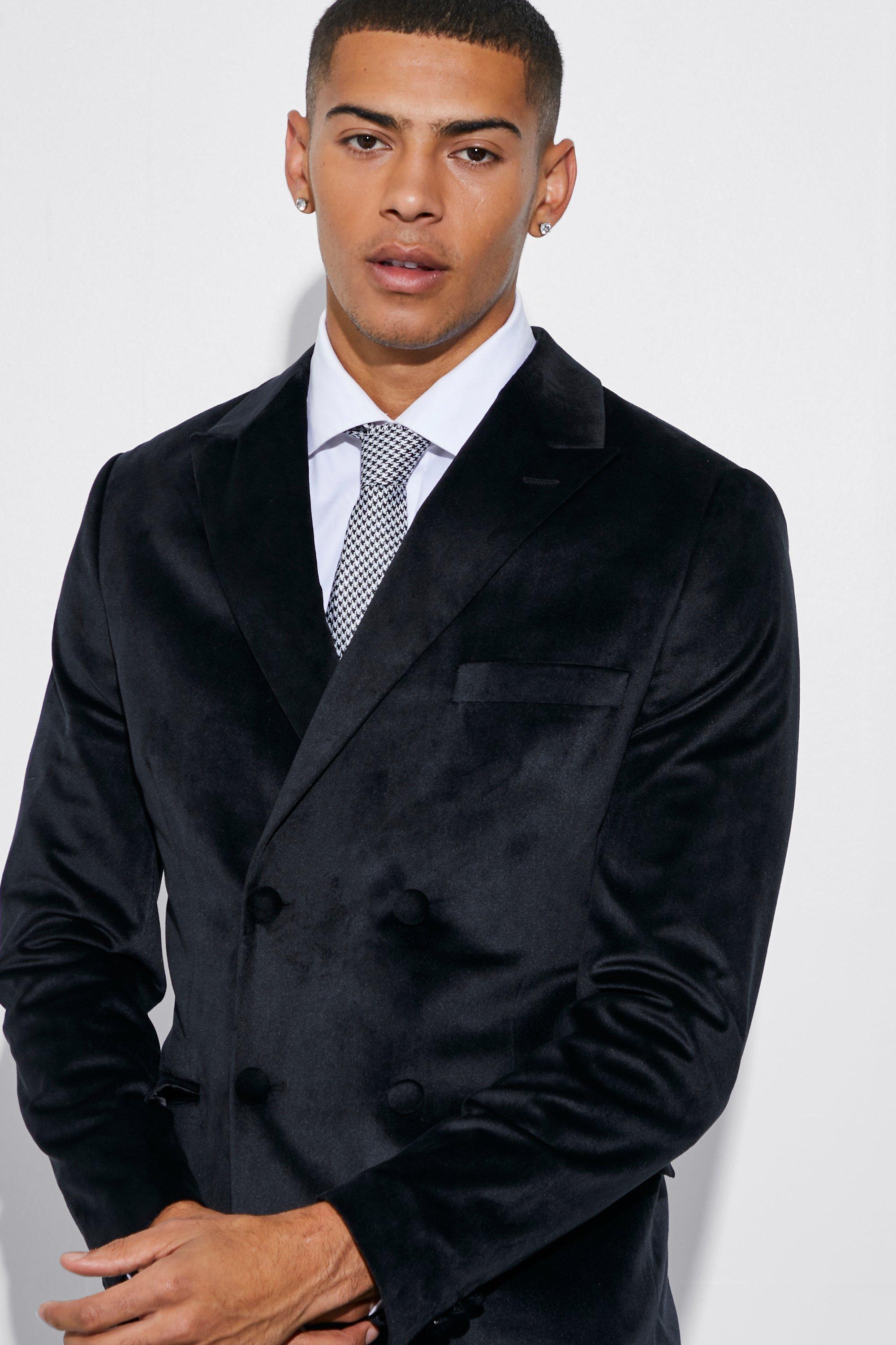 Black four buttons double breasted Suit