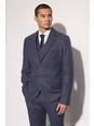 Charcoal Slim Wool Tweed Single Breasted Suit Jacket