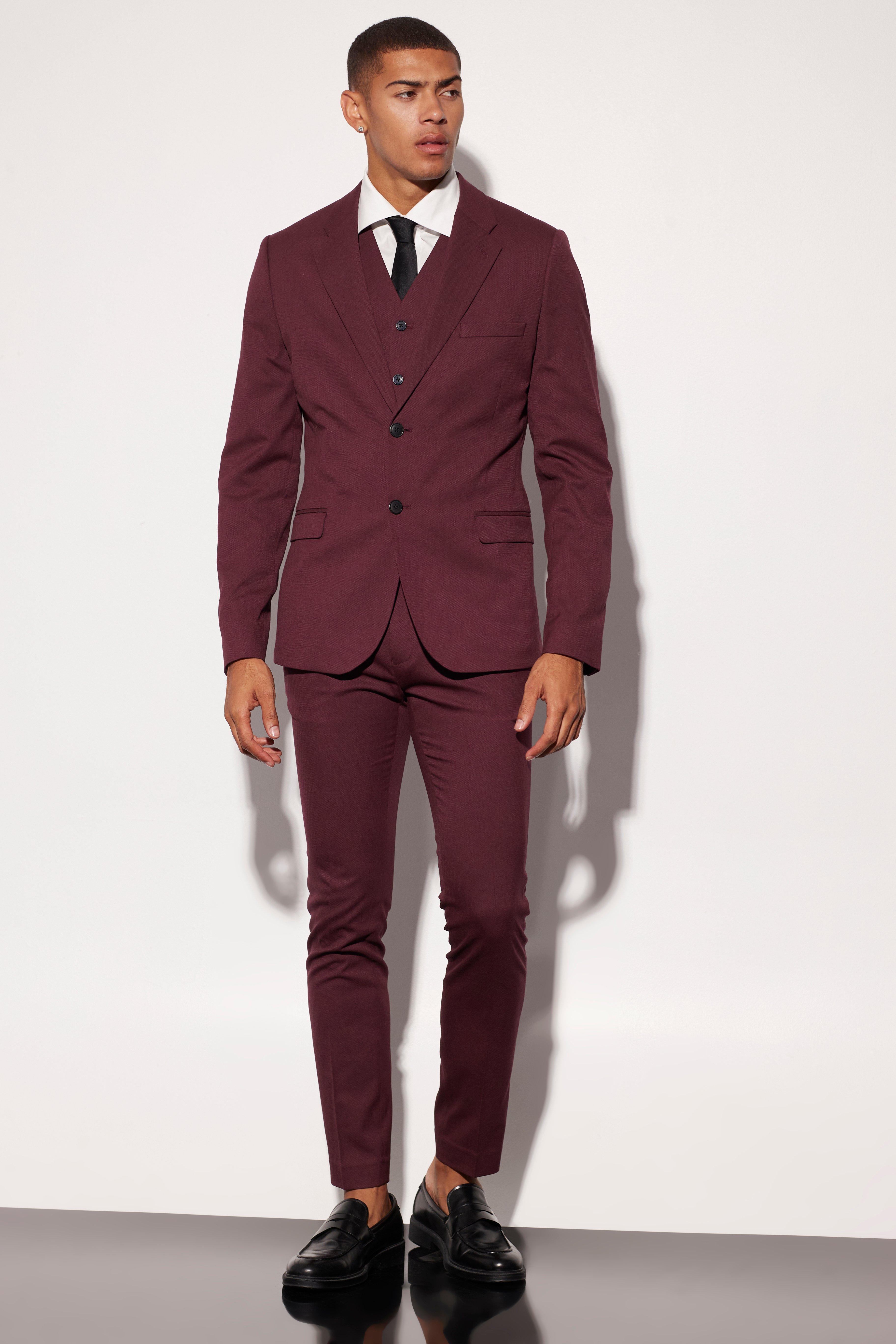 Twisted Tailor crushed velvet suit trousers in red