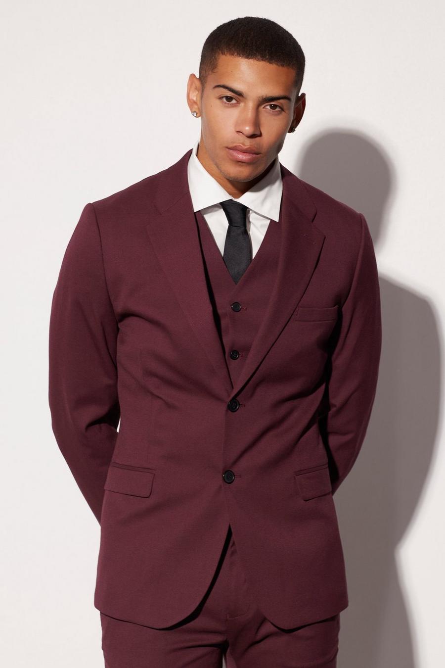 Men's Pique Textured Skinny Suit Jacket | Boohoo UK