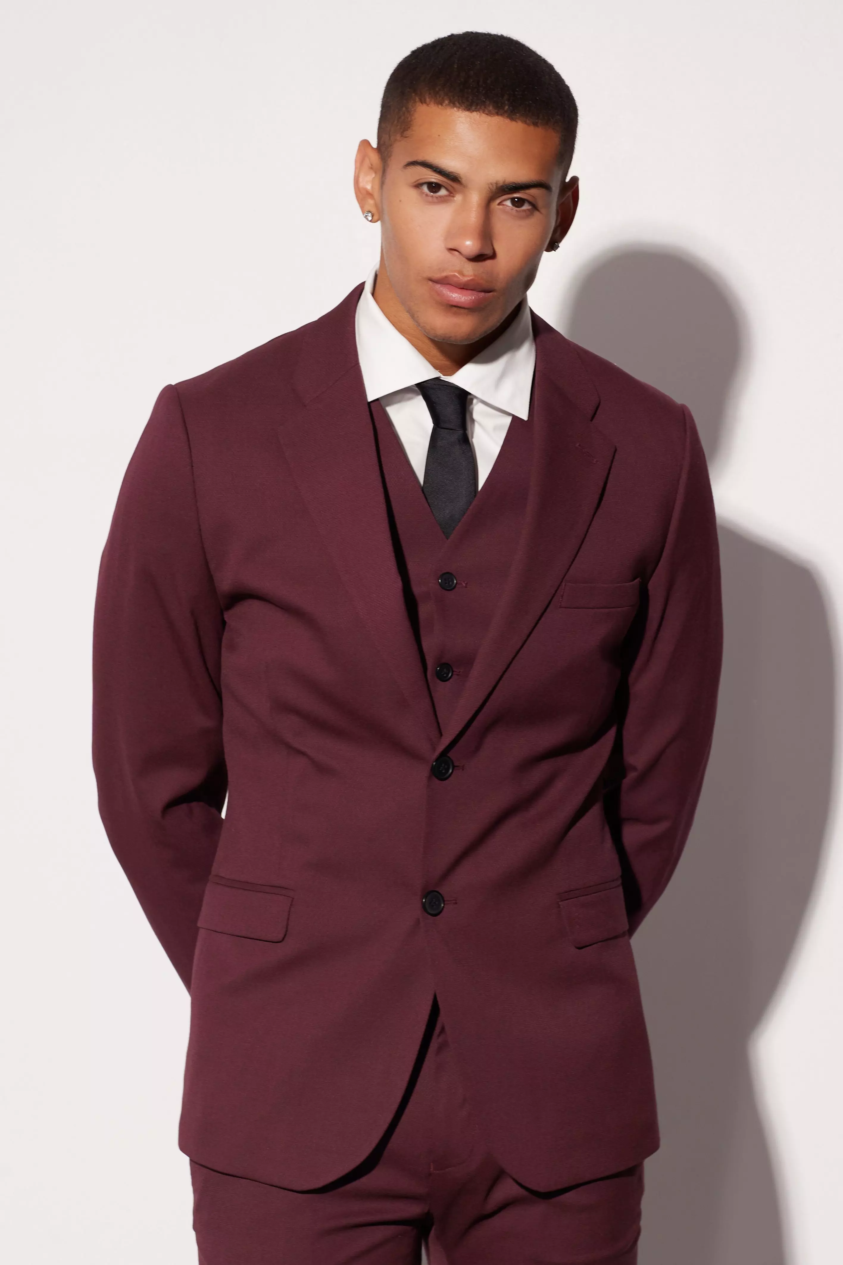 Mens suit jacket burgundy outlet