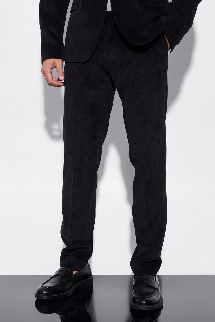 Black Corduroy Slim Fit Pantalons image number 1