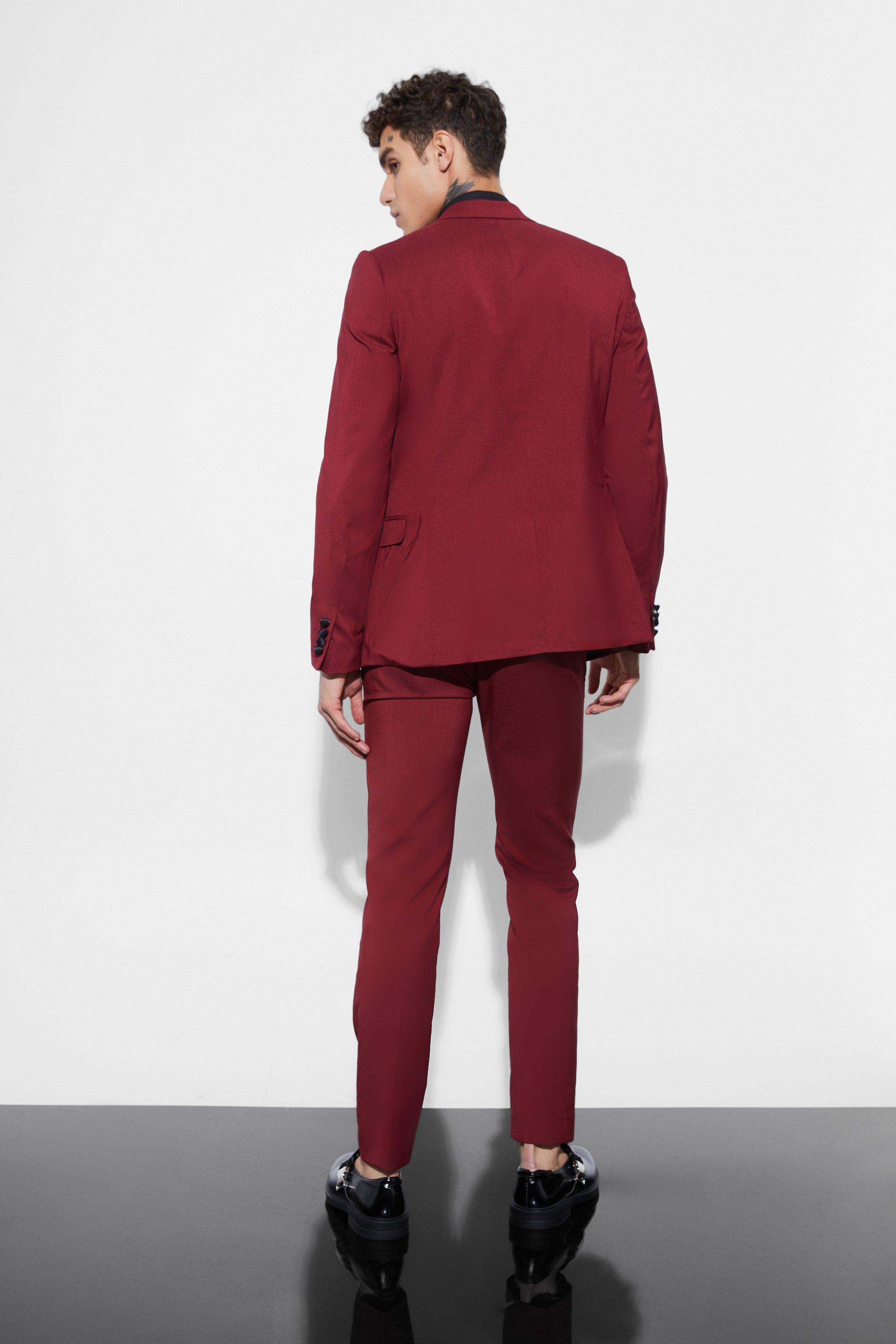 Burgundy shop skinny suit