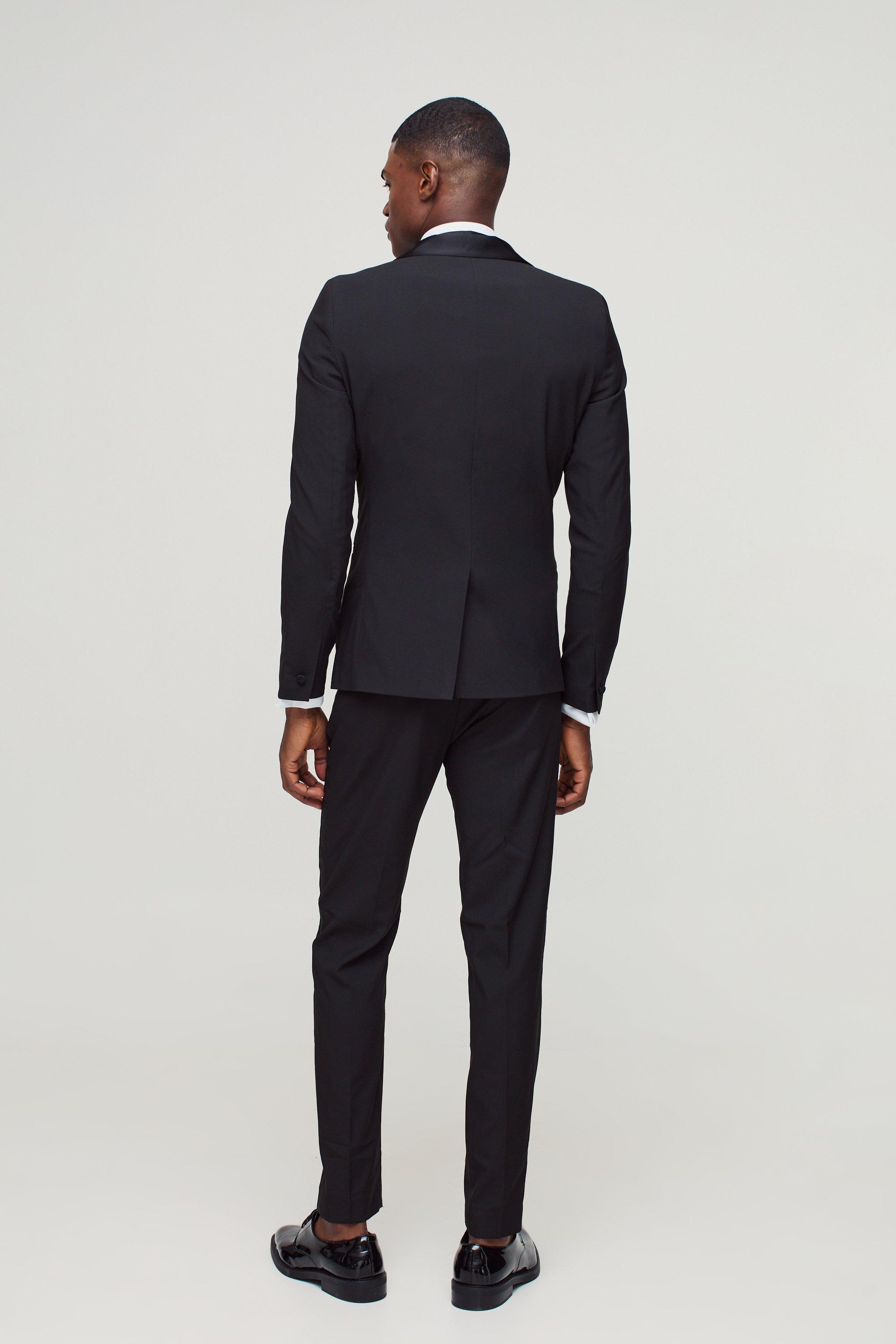 Black Skinny Fit Tuxedo Suit Jacket