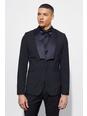 Black Skinny Tuxedo Square Lapel Suit Jacket