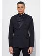 Black Skinny Tuxedo Double Breasted Suit Jacket