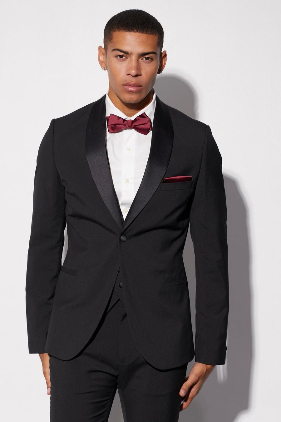 Black negro Skinny Tuxedo Single Breasted Suit Jacket image number 1