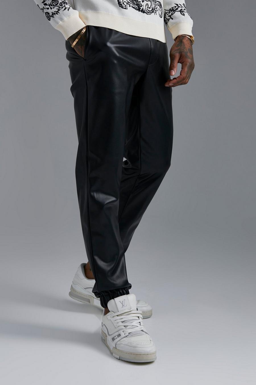 Black Slim Pu Jogger Trouser image number 1