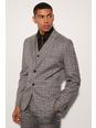 Grey gris Skinny Check Suit Jacket