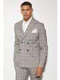 Black negro Skinny Double Breasted Check Suit Jacket