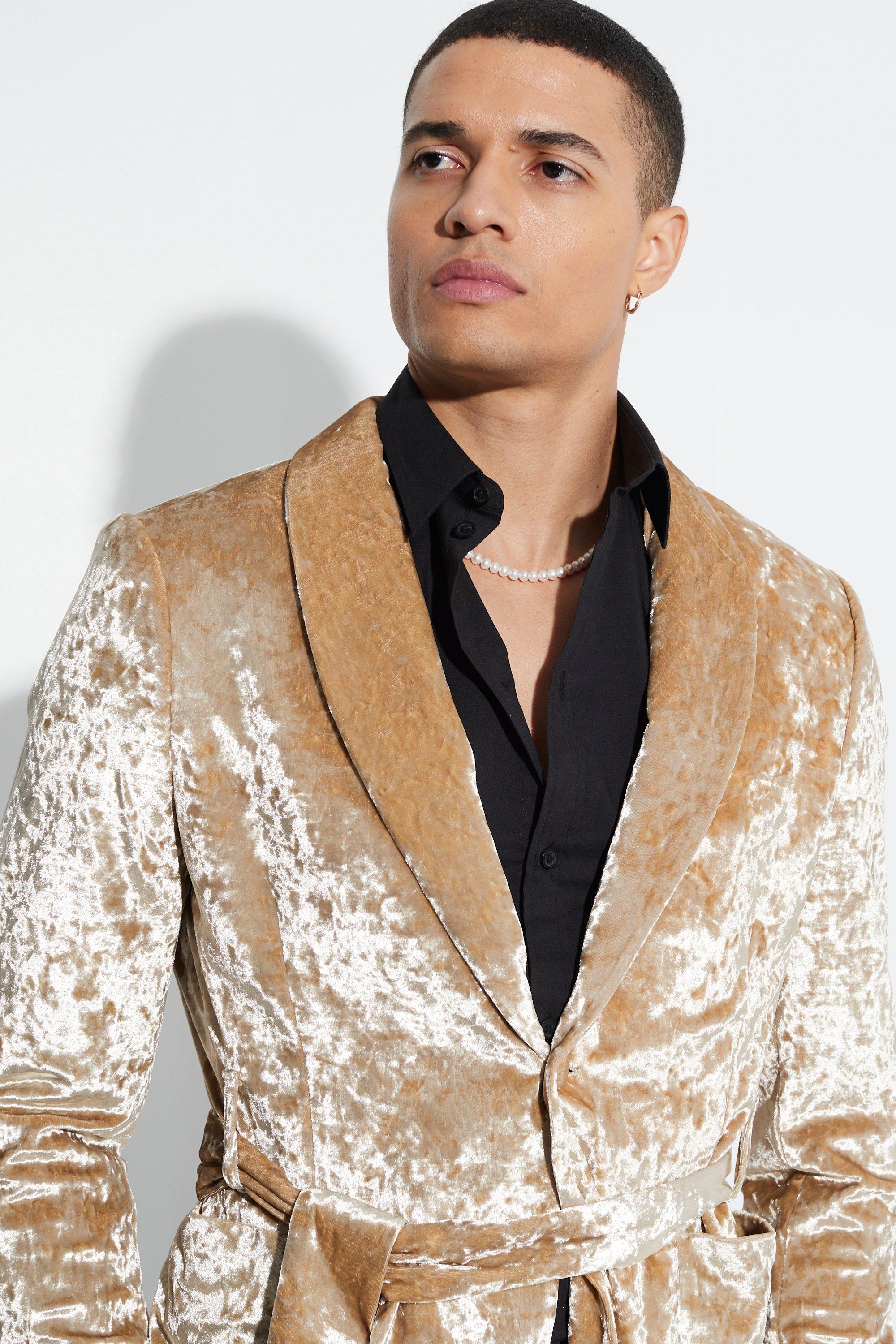 boohoo Men's Skinny Crushed Velvet Blazer