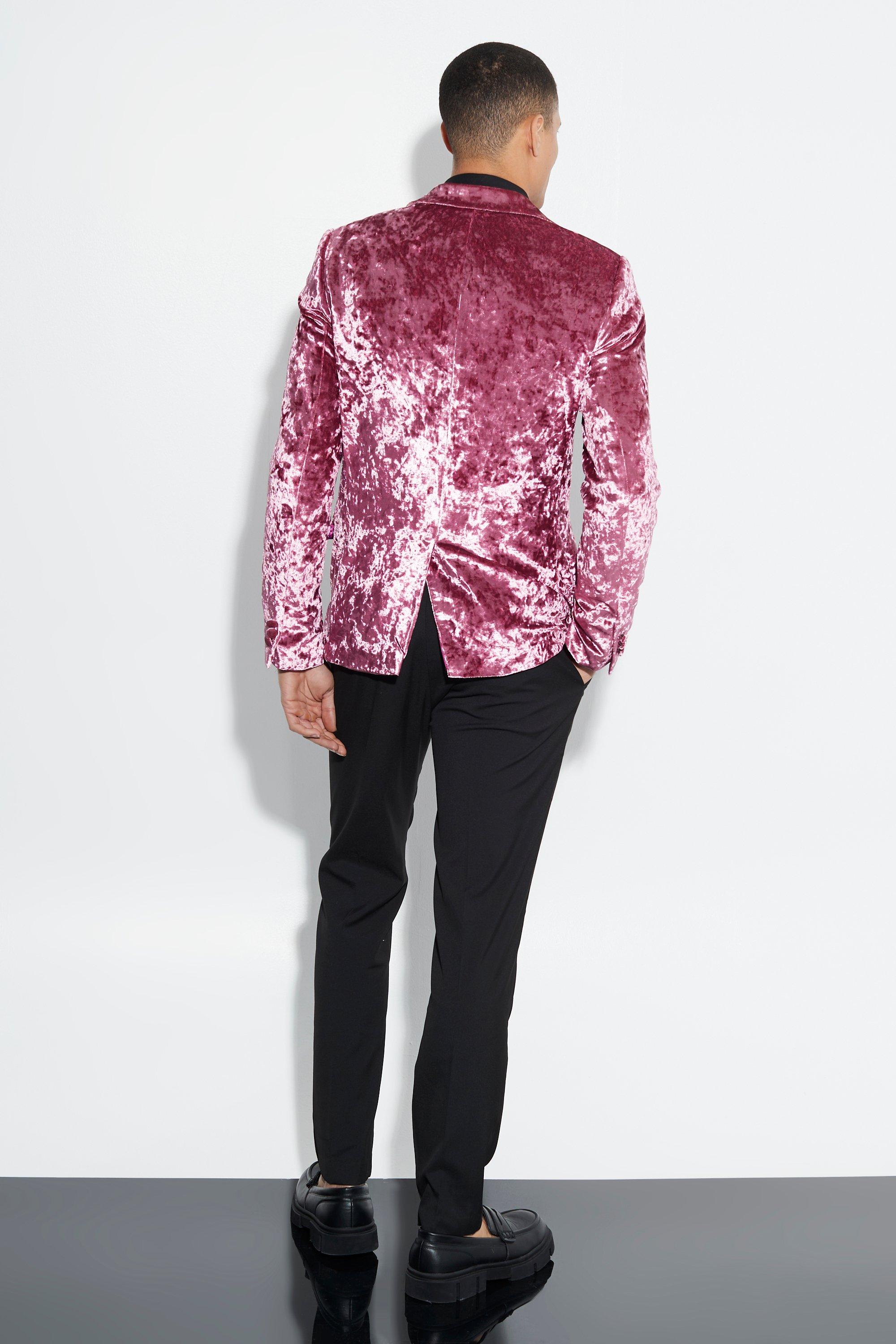 boohoo Men's Skinny Crushed Velvet Blazer