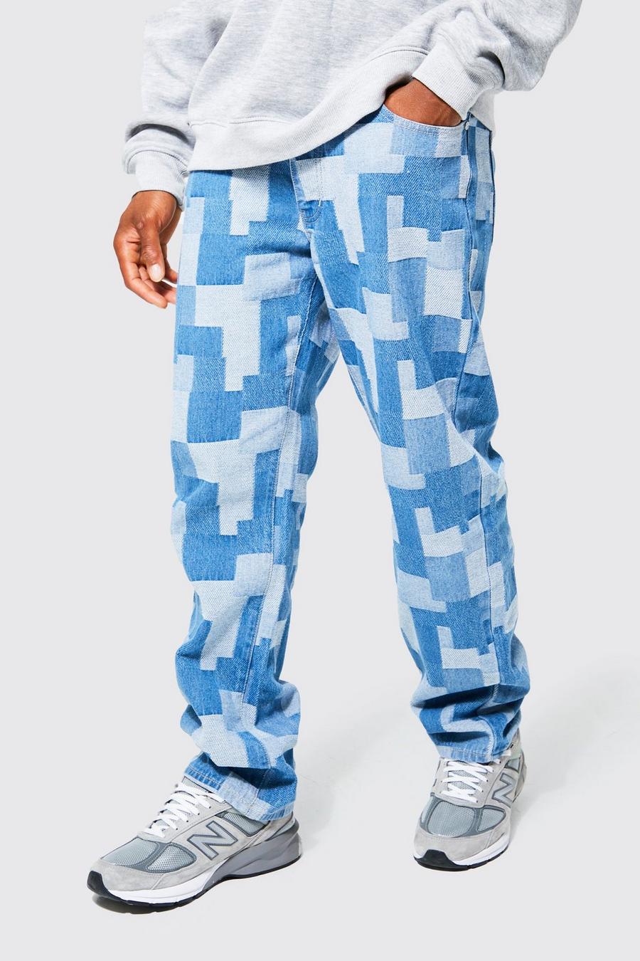 Multi Jeans med patchwork och ledig passform