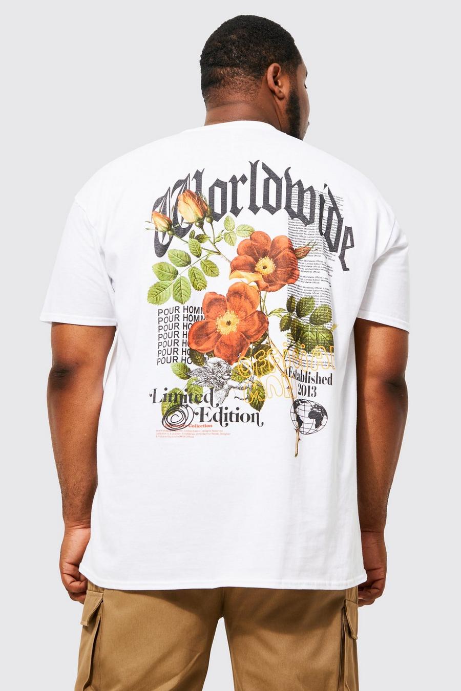 White Plus Worldwide Floral Back Print T-shirt image number 1