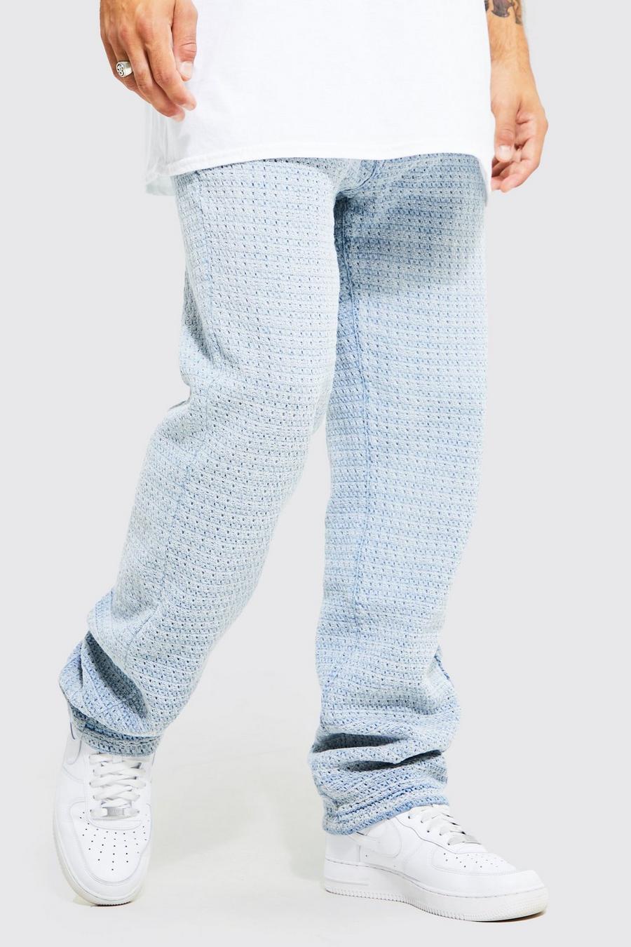 Ice blue Relaxed Fit Fabric Interest Jeans image number 1