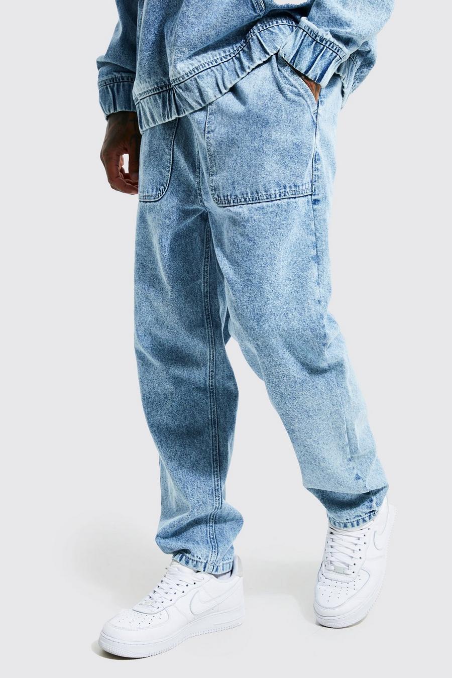 Ice blue Relaxed Tapered Denim Jogger image number 1