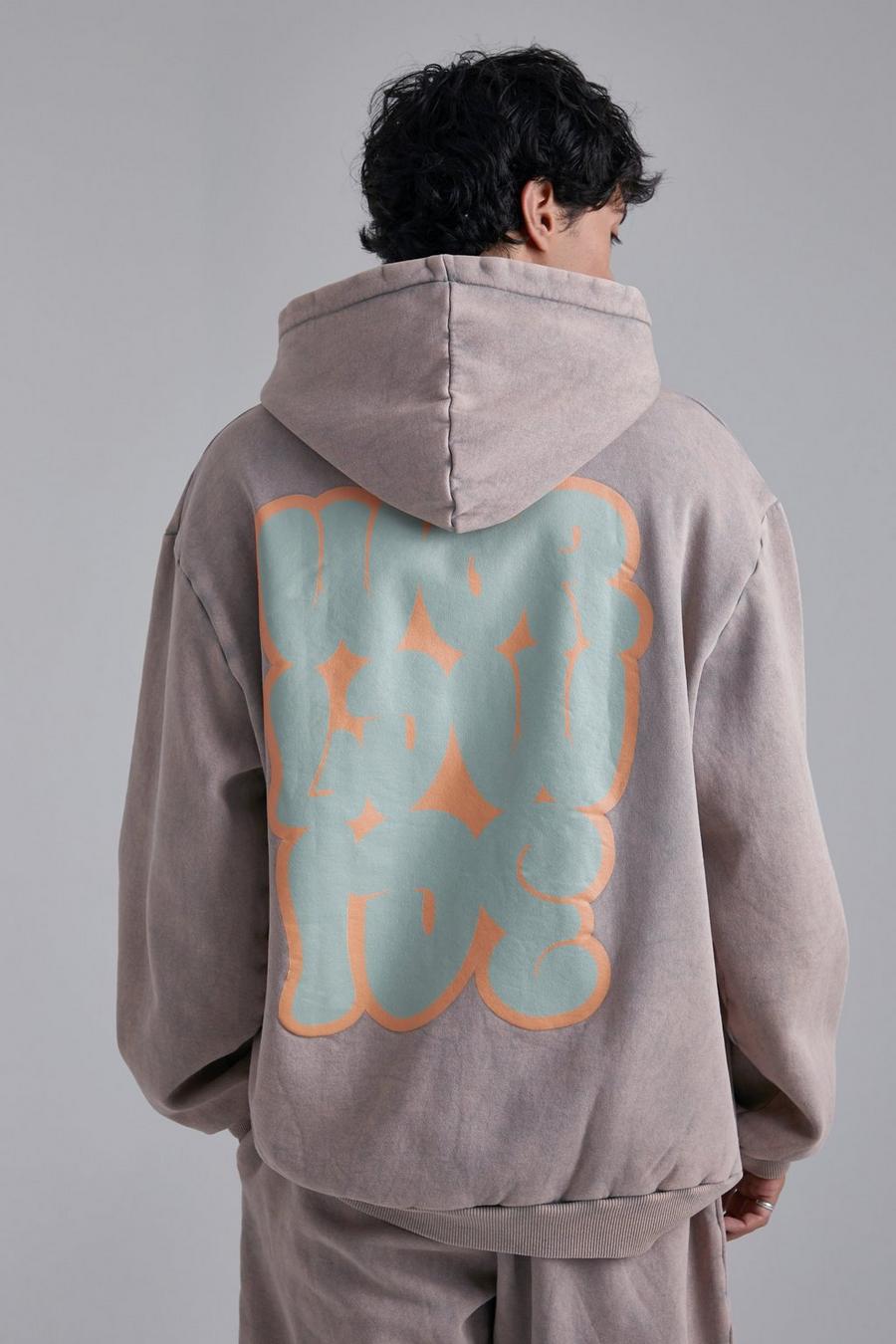 Taupe Oversized Ofcl Washed Hoodie image number 1