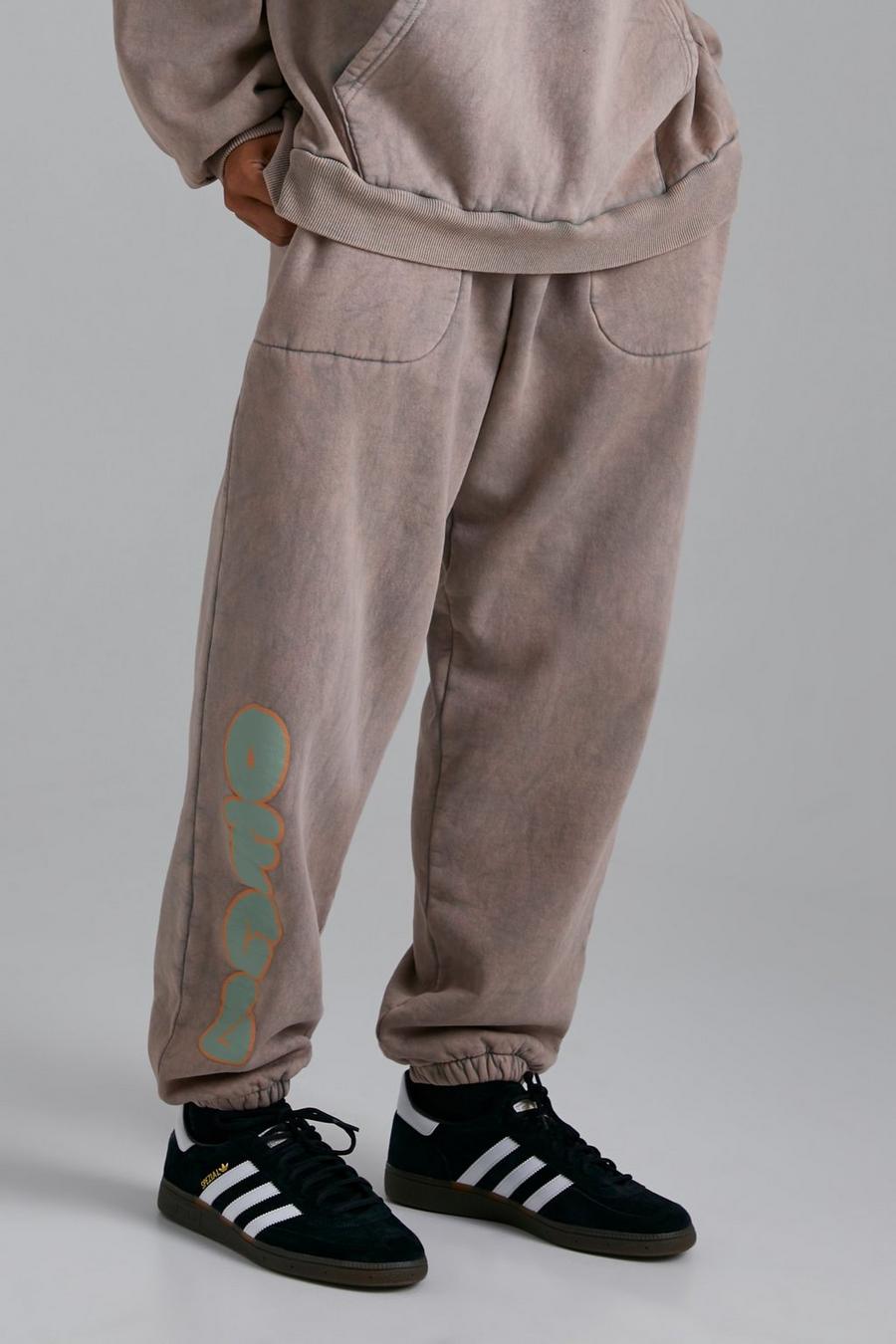 Pantaloni tuta slavati oversize Ofcl, Taupe image number 1