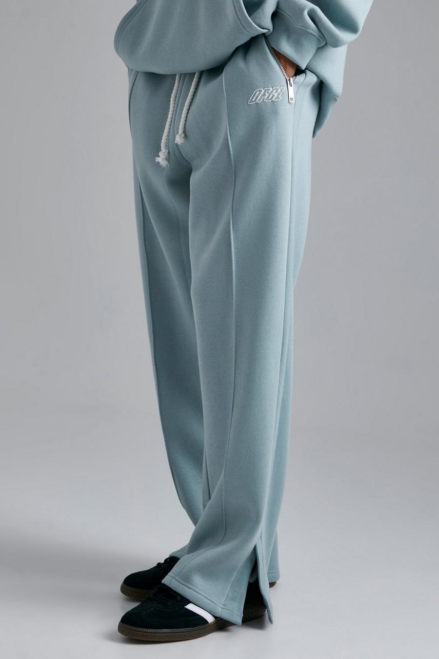 Pantaloni tuta oversize Ofcl con spacco sul fondo, Slate grigio