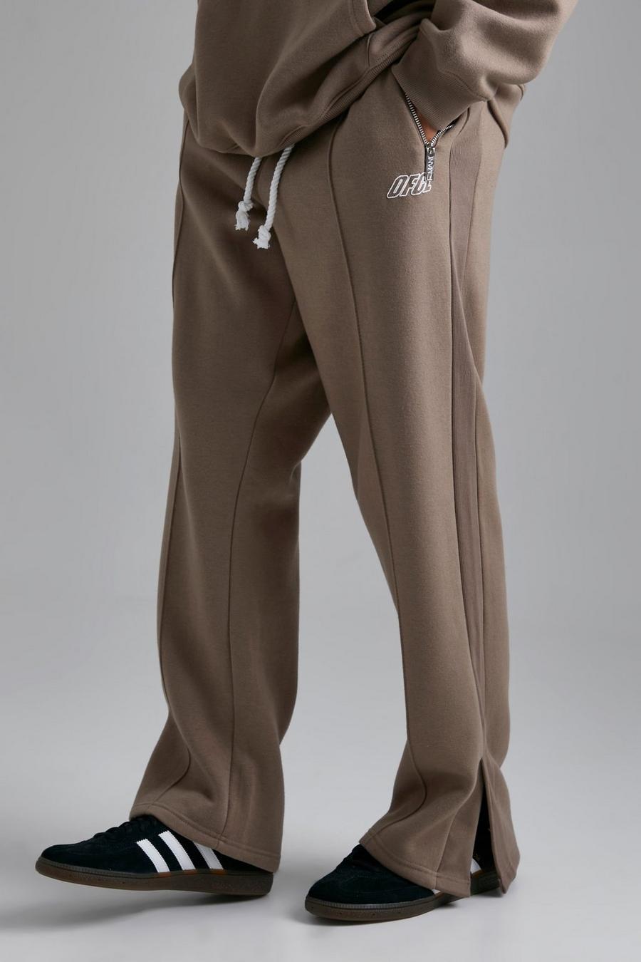 Pantaloni tuta oversize Ofcl con spacco sul fondo, Taupe image number 1
