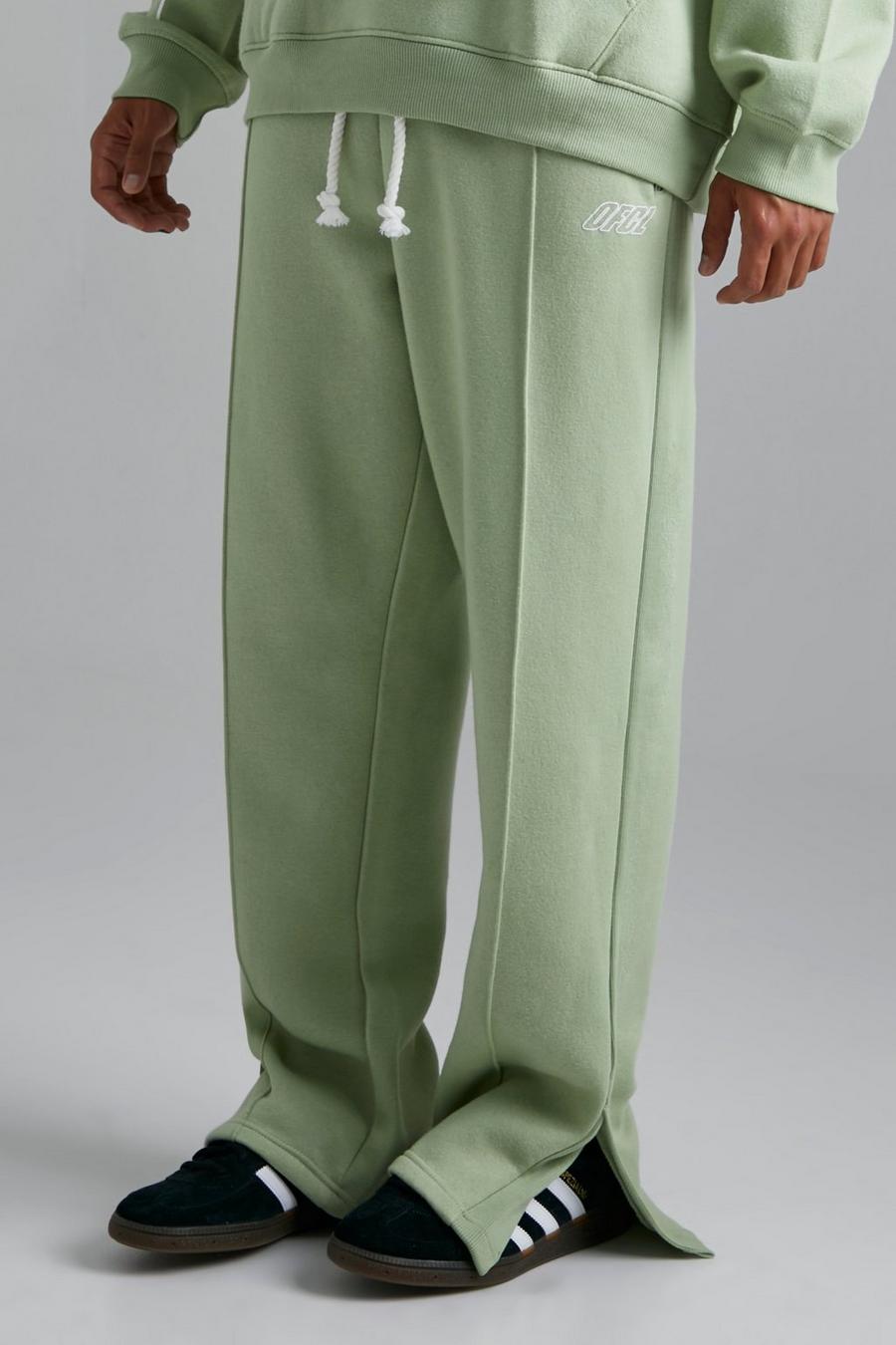 Pantaloni tuta oversize Ofcl con spacco sul fondo, Sage image number 1