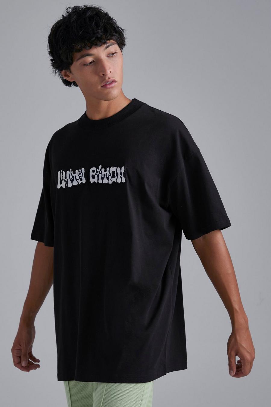Oversize T-Shirt mit Limited Edition Print, Black schwarz