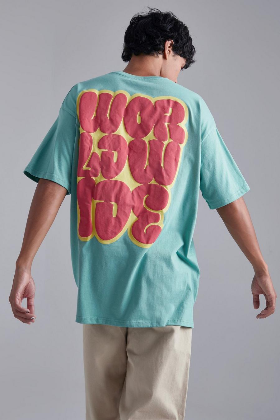 Teal Oversized Ofcl Puff Print T-shirt image number 1