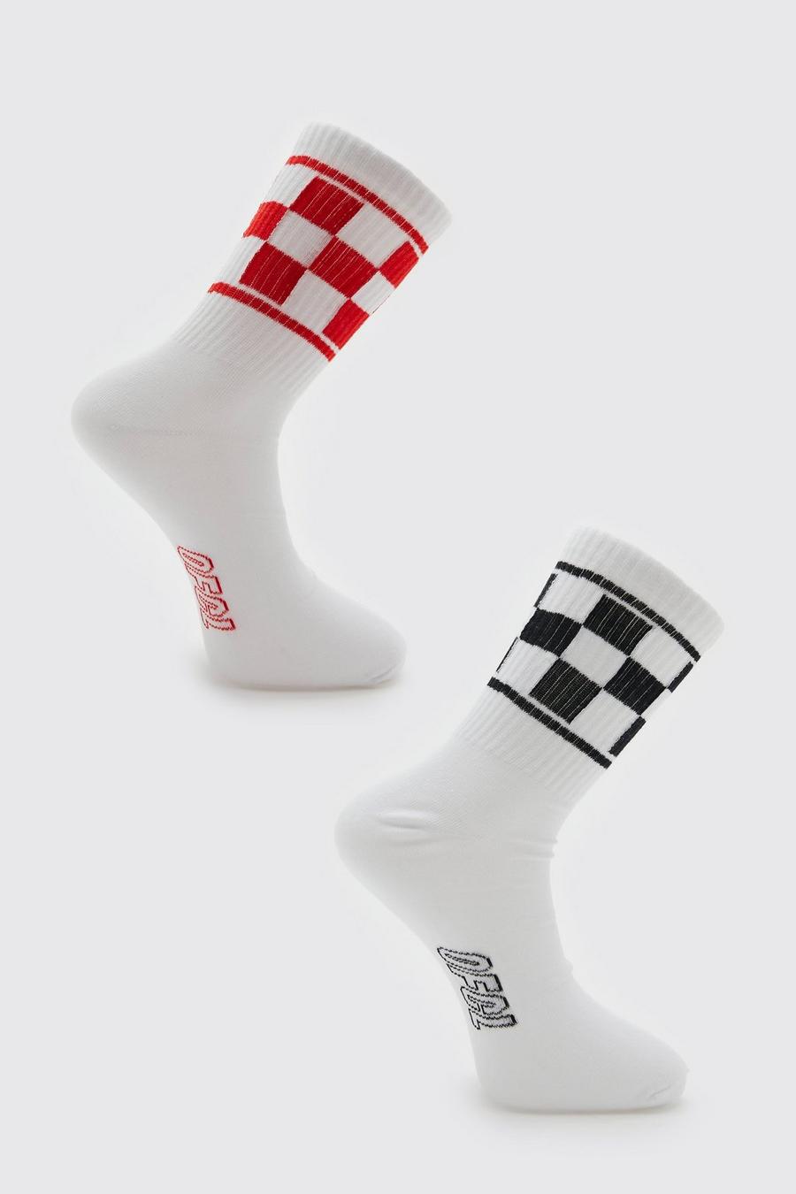 White Ofcl Checkerboard 2 Pack Sports Sock image number 1