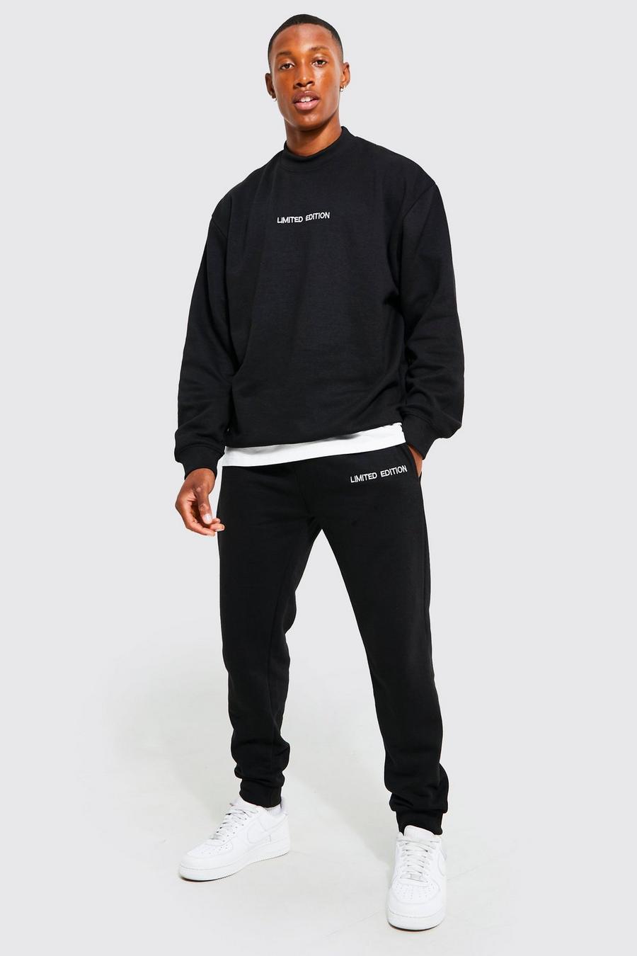 Black Lightweight Oversized Sweater Tracksuit image number 1