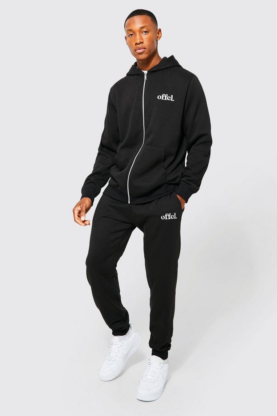Black Lightweight Ofcl Zip Through Hooded Tracksuit image number 1