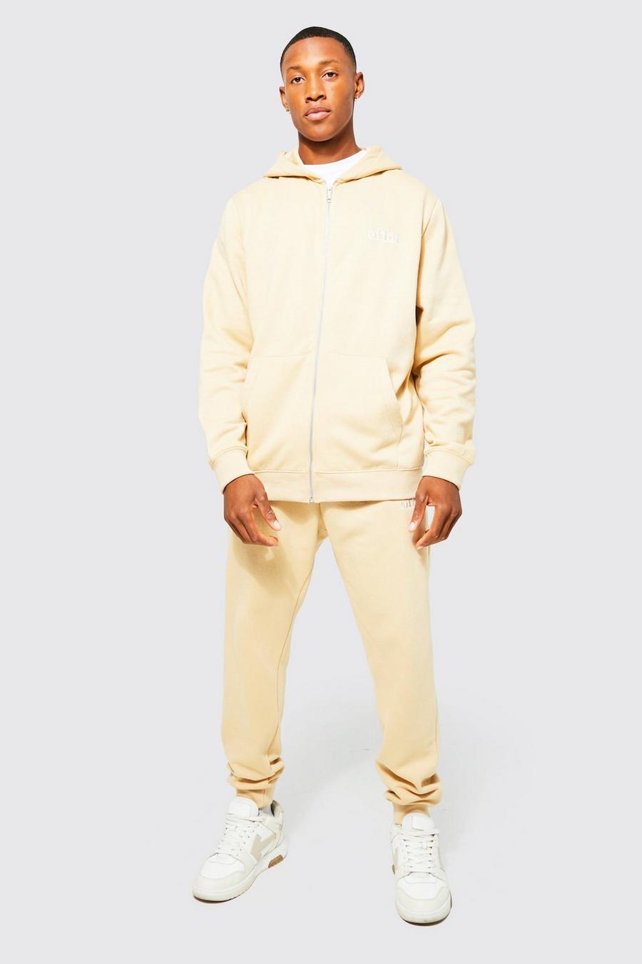 Sand Lightweight Ofcl Zip Through Hooded Tracksuit image number 1