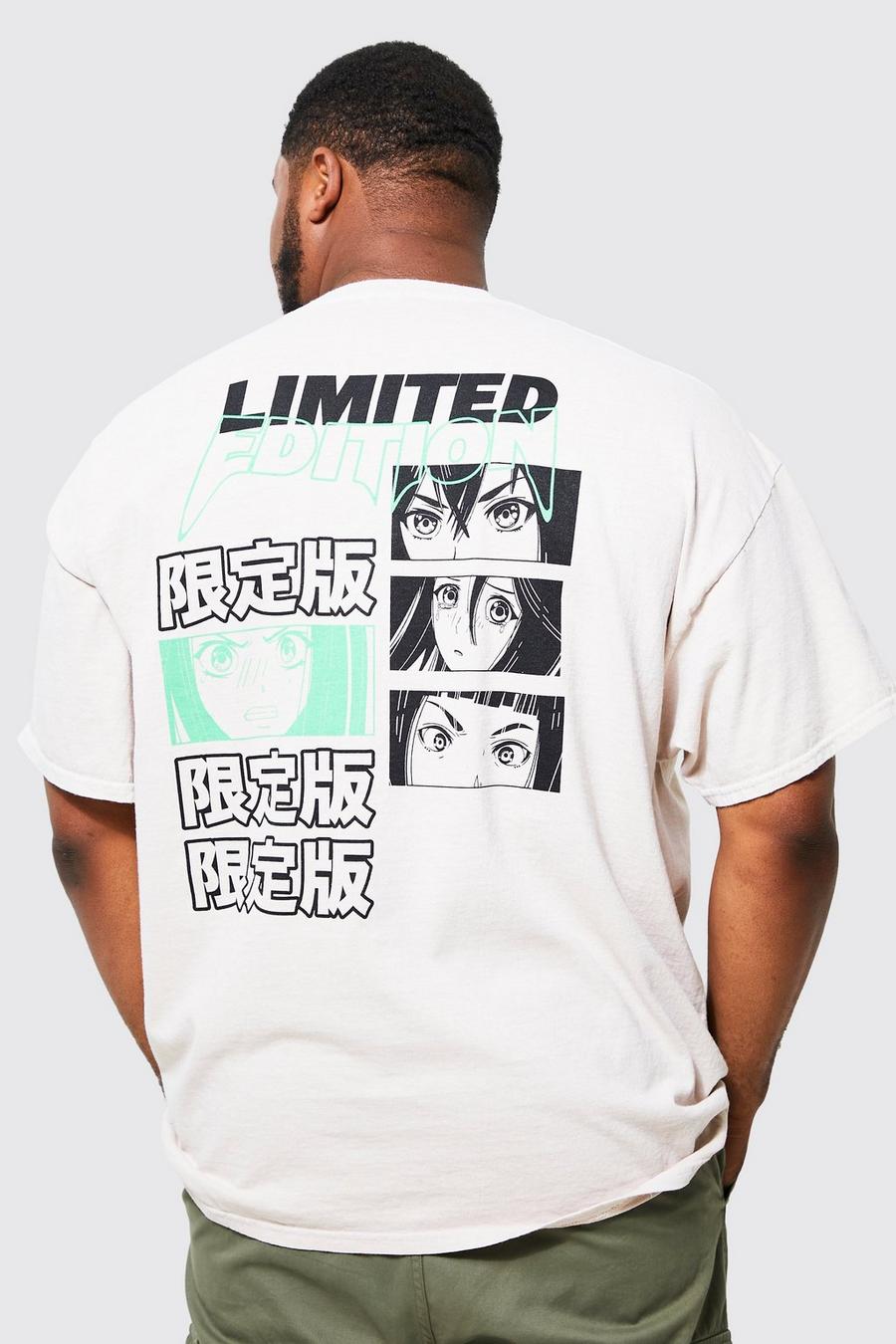 Plus T-Shirt mit Anime-Print, Sand image number 1